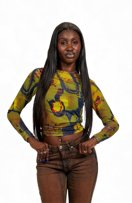 Molten Mirage Long Sleeve Mesh Top