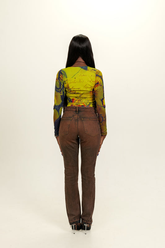 Molten Mirage Long Sleeve Mesh Top